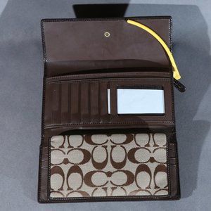 Coach Signature Canvas Checkbook Wallet